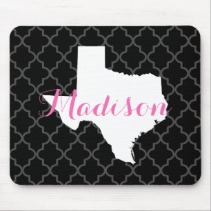 Texas Home State Quatrefoil Custom Monogram Mouse Pad