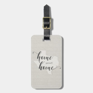 Texas - Home Sweet Home burlap-look Luggage Tag