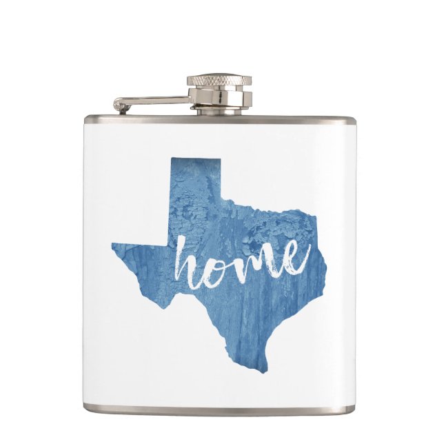 Texas Home Wood Grain Hip Flask (Front)