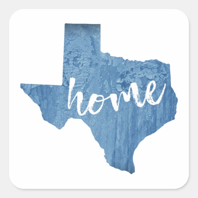 Texas Home Wood Grain Square Sticker (Front)