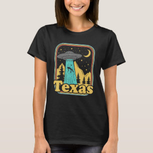 Texas Hometown Native Ufo Alien 80s Retro State Pr T-Shirt