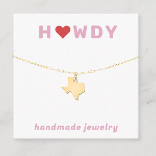 Texas Howdy Heart Necklace Jewellery Display Card