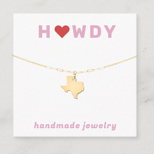 Texas Howdy Heart Necklace Jewellery Display Card (Creator Uploaded)