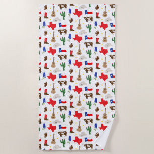 Texas Icons Beach Towel
