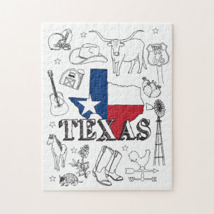Texas Illustration Doodles of Texas Texas Pattern Jigsaw Puzzle