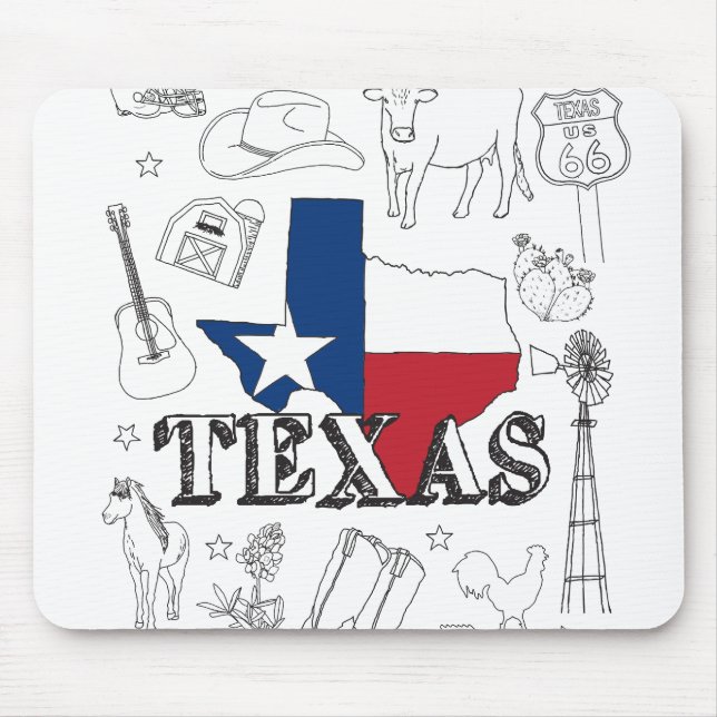 Texas Illustration Doodles of Texas Texas Pattern Mouse Pad (Front)