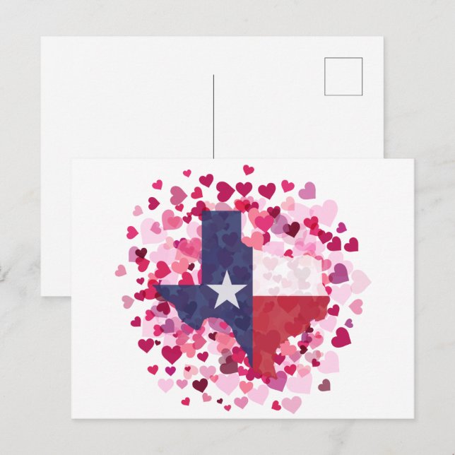 Texas in a Field of Hearts - Valentine's Day Holid Postcard (Front/Back)