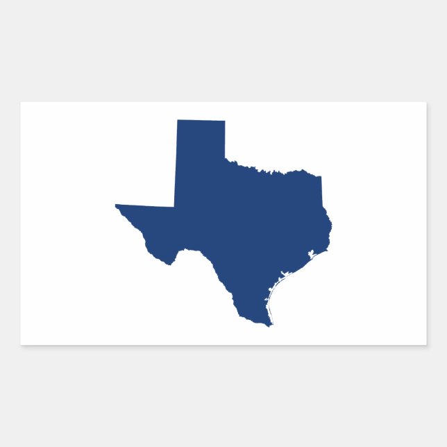 Texas in Blue Rectangular Sticker (Front)