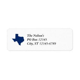 Texas in Blue Return Address Label