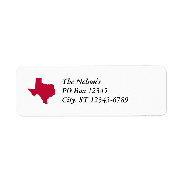 Texas in Red Return Address Label (Front)