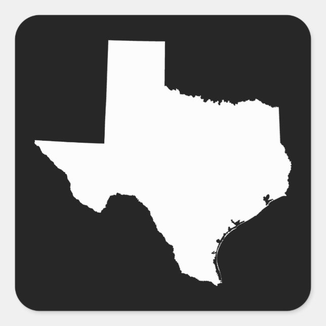 Texas in White and Black Square Sticker (Front)