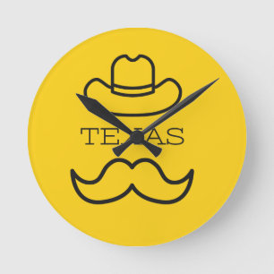 Texas in Yellow 2 Round Clock