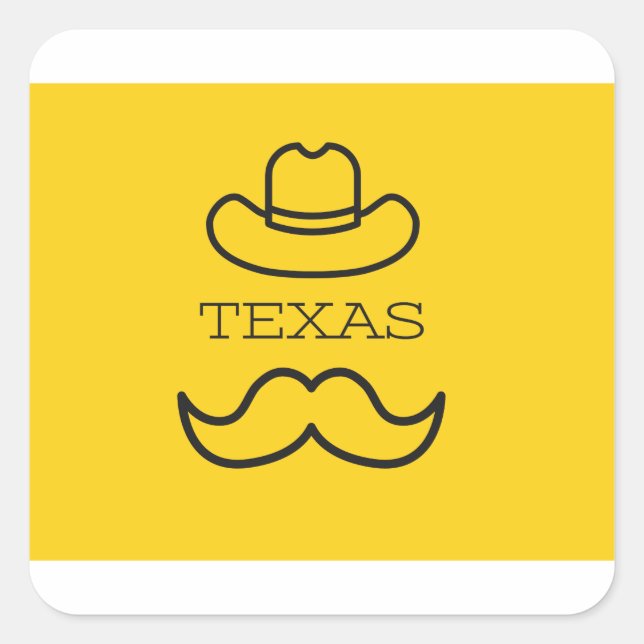 Texas in Yellow 2 Square Sticker (Front)