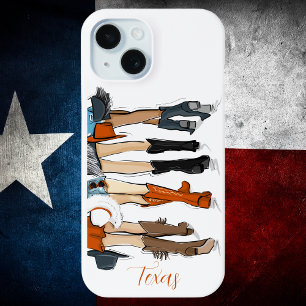 Texas Ladies Burnt Orange Cowboy Boots Hats iPhone 15 Case