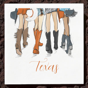 Texas Ladies Fashion Cowboy Boots Burnt Orange Napkin