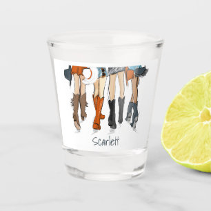 Texas Ladies Fashion Cowboy Boots Hats Orange Shot Glass