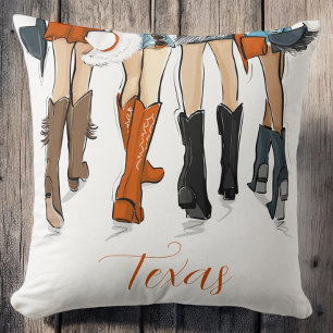 Texas Ladies Fashion Cowboy Boots Orange Cushion