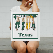 Texas Ladies Green Gold Cowboy Boots Hats Game Day
