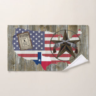 Texas Lone Star Duelling Pistols Most Wanted Sign  Bath Towel Set