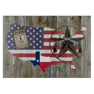 Texas Lone Star Duelling Pistols Most Wanted Sign Cutting Board