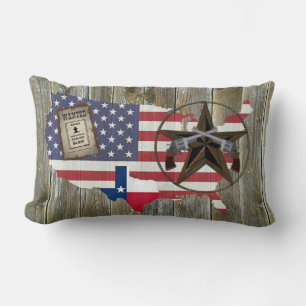 Texas Lone Star Duelling Pistols Most Wanted Sign Lumbar Cushion