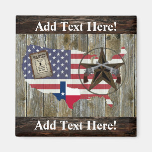 Texas Lone Star Duelling Pistols Most Wanted Sign  Magnet