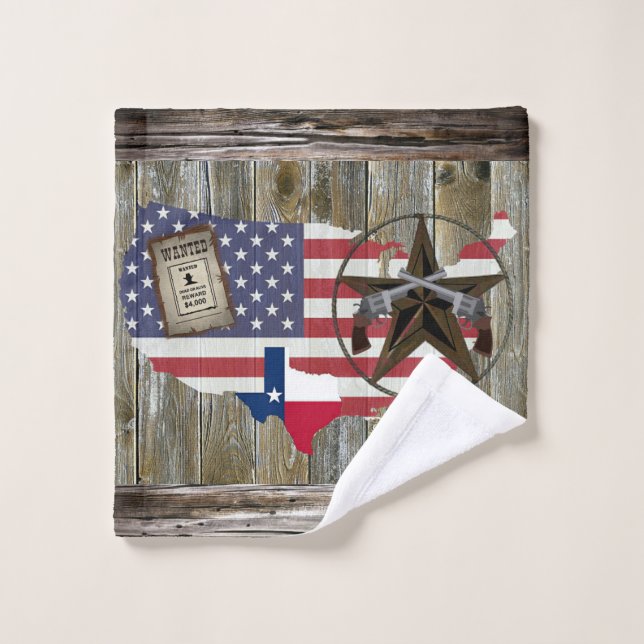 Texas Lone Star Duelling Pistols Most Wanted Sign  Wash Cloth (Wash Cloth)