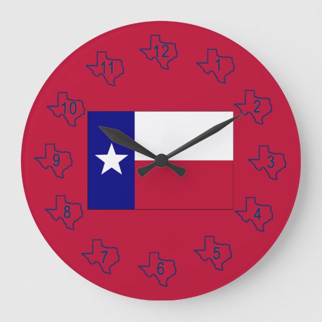 Texas Lone Star Flag Large Clock (Front)