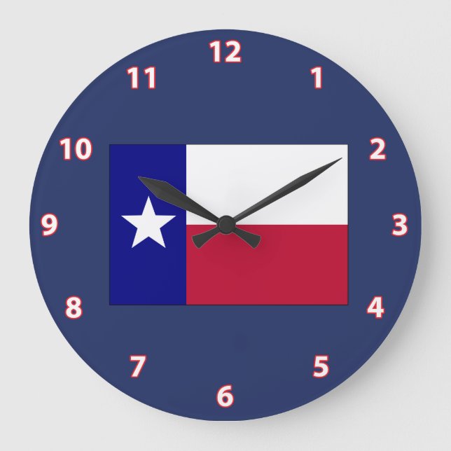 Texas Lone Star Flag Large Clock (Front)