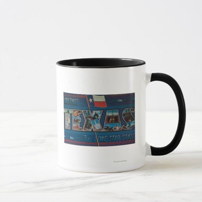 Texas (Lone-Star Flag)Large Letter Scenes Mug (Right)