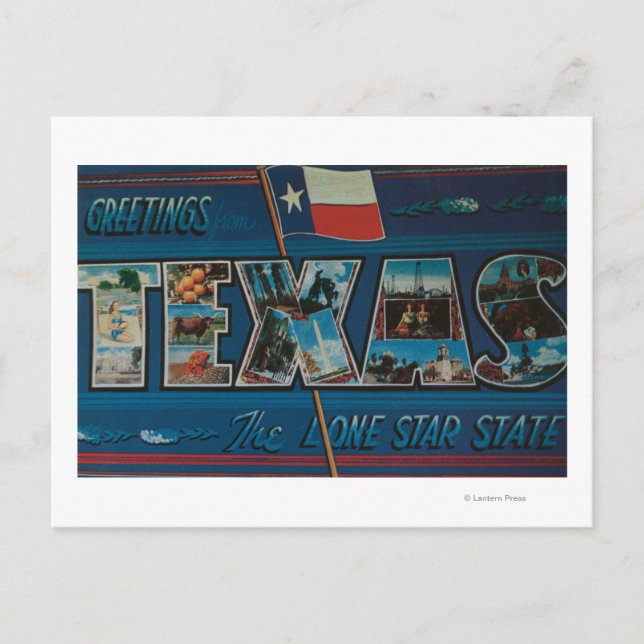 Texas (Lone-Star Flag)Large Letter Scenes Postcard (Front)