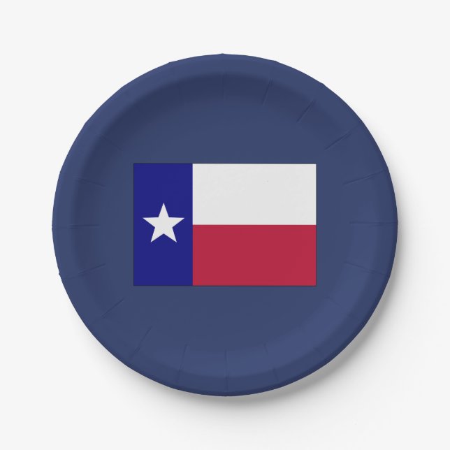 Texas Lone Star Flag Paper Plate (Front)
