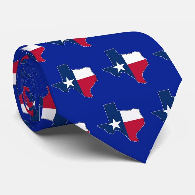 Texas Lone Star State Flag and Map Outline Texan Tie (Rolled)