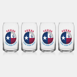 TEXAS LONE STAR STATE FLAG CAN GLASS