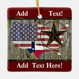 Texas Lone Star State Flag Map Ceramic Ornament