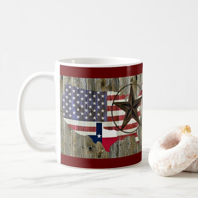 Texas Lone Star State Flag Map Coffee Mug (With Donut)