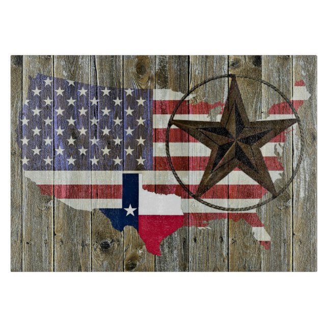 Texas Lone Star State Flag Map Cutting Board (Front)