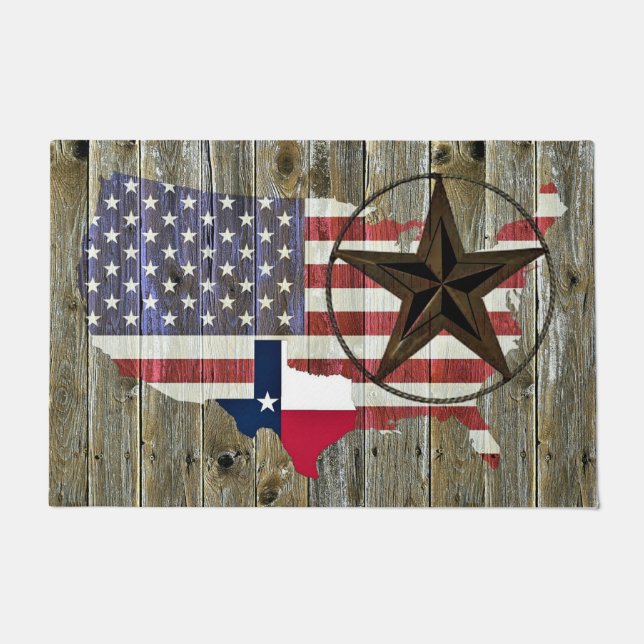 Texas Lone Star State Flag Map Doormat (Front)