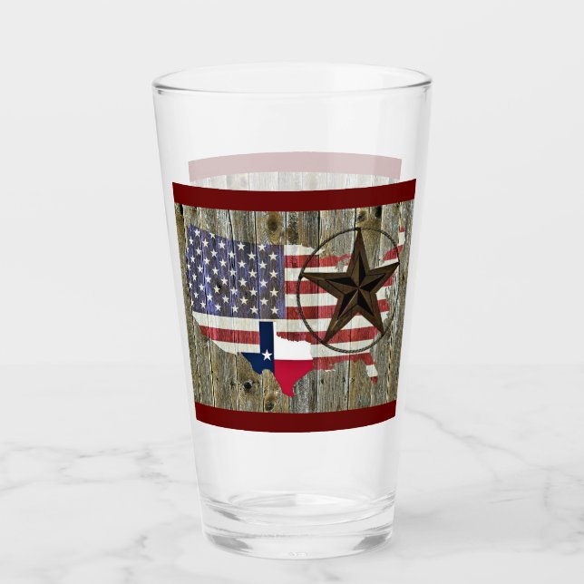 Texas Lone Star State Flag Map Glass (Front)