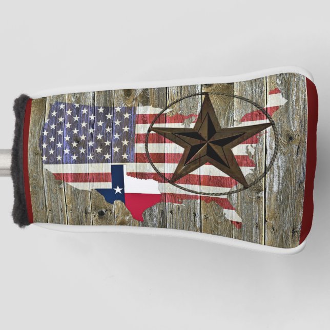 Texas Lone Star State Flag Map Golf Head Cover (Front)