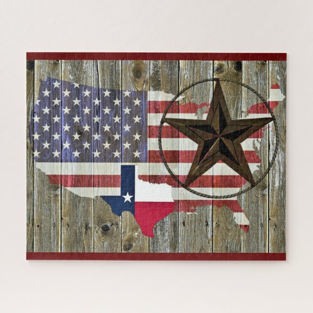 Texas Lone Star State Flag Map Jigsaw Puzzle (Horizontal)