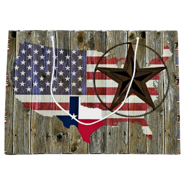 Texas Lone Star State Flag Map Large Gift Bag (Front)