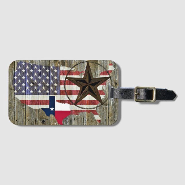 Texas Lone Star State Flag Map Luggage Tag (Front Horizontal)
