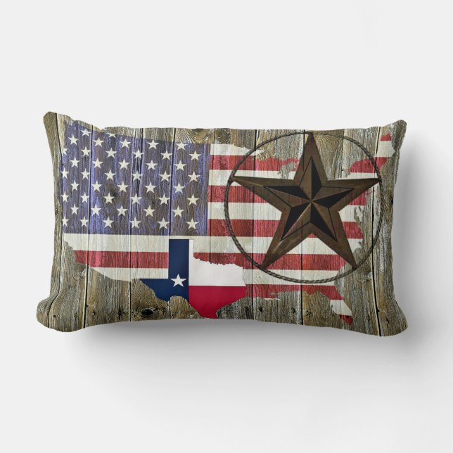 Texas Lone Star State Flag Map Lumbar Cushion (Front)