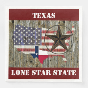 Texas Lone Star State Flag Map Napkin