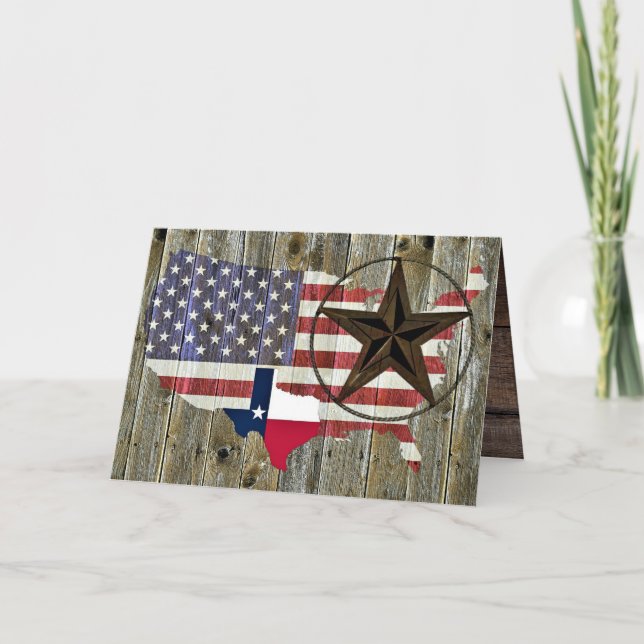 Texas Lone Star State Flag Map Note Card (Front)