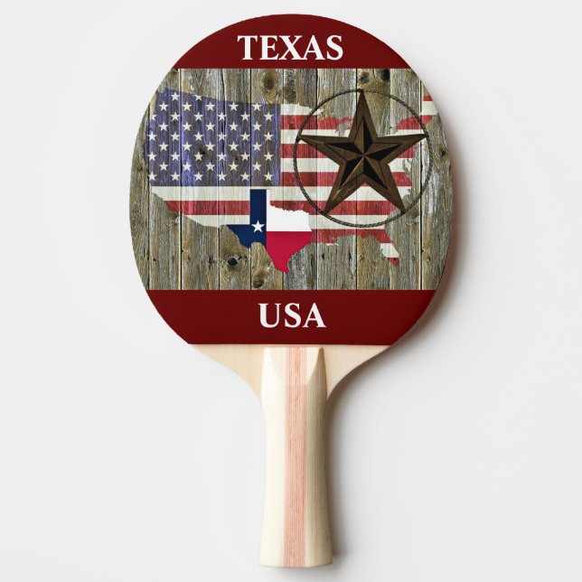 Texas Lone Star State Flag Map Ping Pong Paddle (Front)