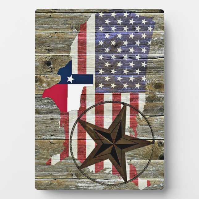 Texas Lone Star State Flag Map Plaque (Front)