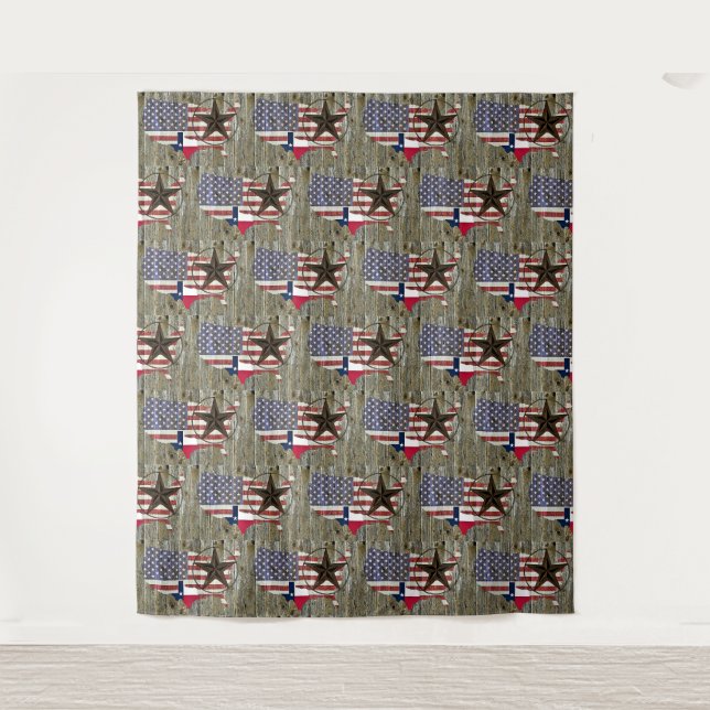 Texas Lone Star State Flag Map Tapestry (Front)