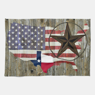 Texas Lone Star State Flag Map Tea Towel